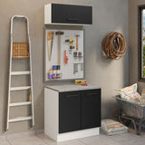 Kit con Bajo Mesada e Alacena Multiuso 80cm Blanco/Negro Agata Madesa