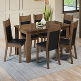 Conjunto Comedor Mesa Mesada de Vidro 6 Sillas Marrón/Negro Zoe Madesa