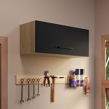 Alacena Multiuso 80 cm 1 Puerta Rebatible Marrón/Negro Agata Madesa