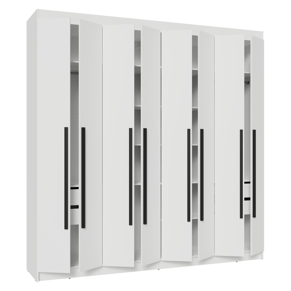 Placard Matrimonial 216 cm 8 Puertas Batientes Venus Blanco/Blanco/Negro