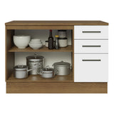 Bajo Mesada para Bacha 120 cm 2 Puertas 3 Cajones (Con Encimera) Agata Marrón/Blanco