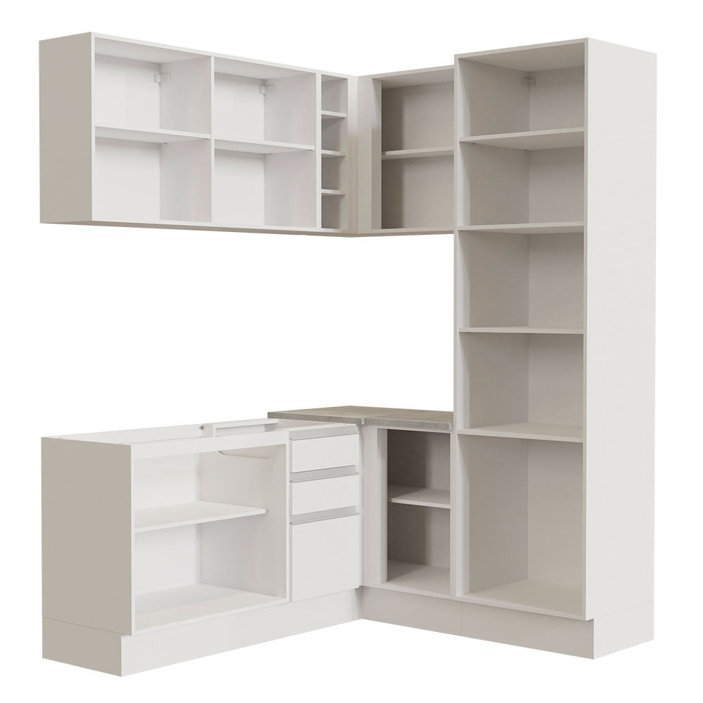 Combo completo de Cocina Esquinera Madesa Glamy 329cm 01 Blanco