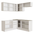 Combo completo de Cocina Esquinera 349 cm 9 Puertas 3 Cajones Sin Mesada Blanco Glamy Madesa