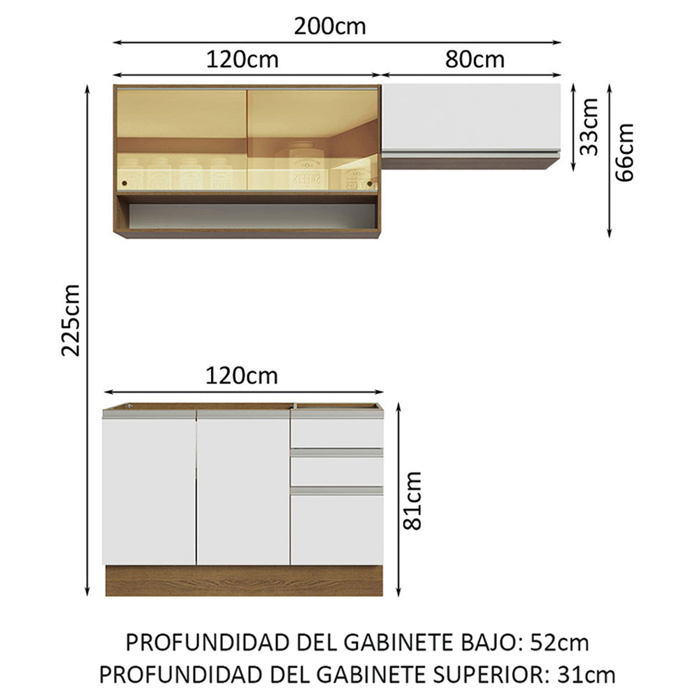 Combo de Cocina Madesa Glamy 200cm MB 08