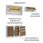 Cocina Compacta 200 cm 5 Puertas 3 Cajones Sin Mesada Blanco/Marrón Glamy Madesa