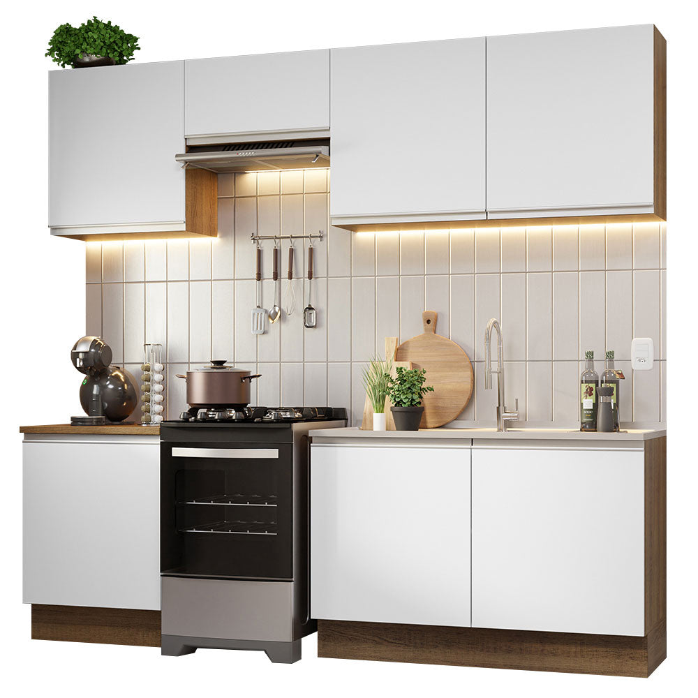 Combo completo de Cocina 240cm Marrón/Blanco Glamy Madesa 09