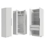 Placard de Esquina Matrimonial 310 cm 5 Puertas 2 Cajones Neo Blanco 01