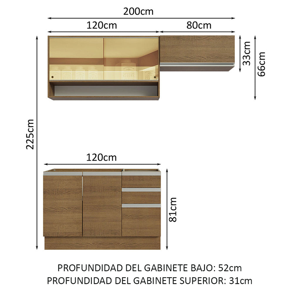 Combo de Cocina Madesa Glamy 200cm MM 08