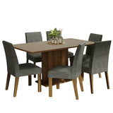Juego de Comedor Renata con 6 Sillas Marron/Crema/Gris