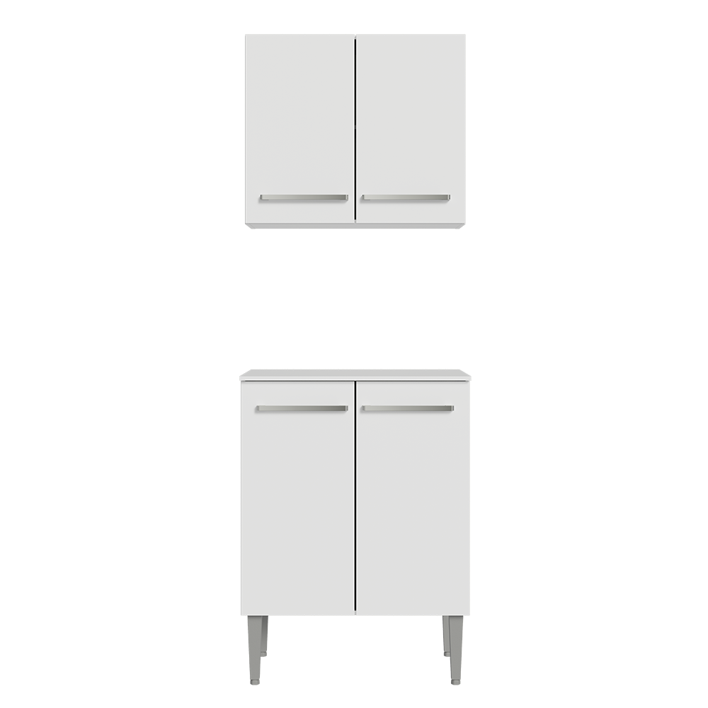 Kit con Alacena e Bajo Mesada 64cm Blanco Emilly Madesa