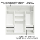 Ropero Reno Madesa 3 Puertas Corredizas Y 4 Cajones - Blanco/Marron
