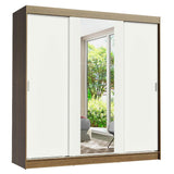 Ropero Doble Madesa Reno 3 Puertas Corredizas 1 con Espejo - Marron/Blanco