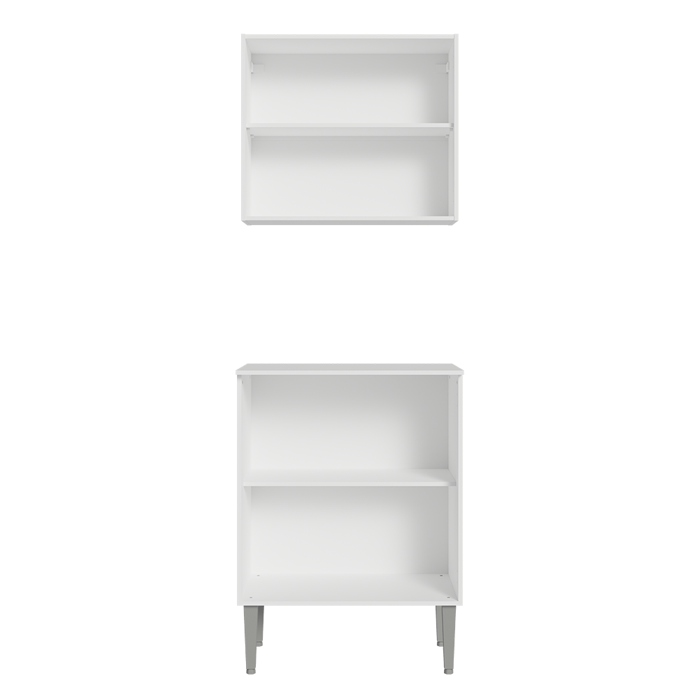 Kit con Alacena e Bajo Mesada 64cm Blanco Emilly Madesa