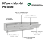 Rack Flotante para TV hasta 80 Pulgadas 218 cm 2 Puertas Blanco Vik Madesa