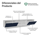 Rack Flotante para TV hasta 80 Pulgadas 218 cm 2 Puertas Blanco/Azul Vik Madesa