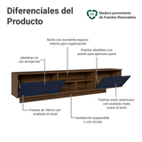 Rack Flotante para TV hasta 80 Pulgadas 218 cm 2 Puertas Marrón/Azul Vik Madesa