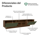 Rack Flotante para TV hasta 80 Pulgadas 218 cm 2 Puertas Marrón/Verde Vik Madesa