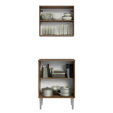 Kit Bajo Mesada con Armario Madesa Emilly 64cm Marrón/Blanco