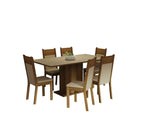 Juego de Comedor Mesa Tapa de Madera 6 Sillas Crema/Marrón/Beige Augusta Madesa