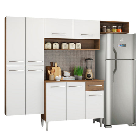 Cocina Integral 229cm Marrón/Blanco Emilly Fit Madesa 03