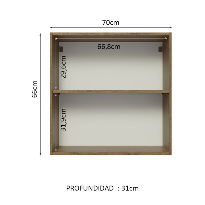 Alacena Madesa Glamy 70 cm 2 Puertas Marrón/Blanco