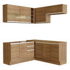Combo completo de Cocina Esquinera 349 cm 9 Puertas 3 Cajones Sin Mesada Marrón Glamy Madesa