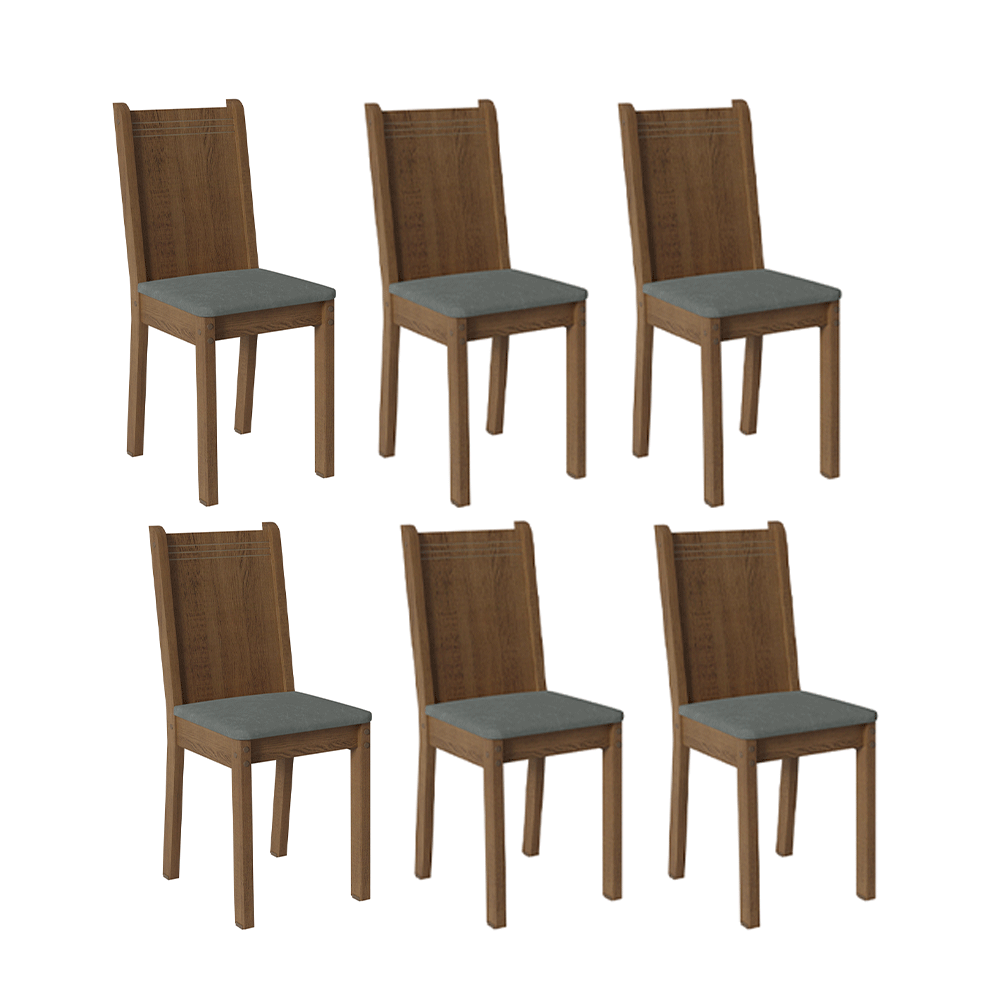 Juego de 6 Sillas 4290 Marrón/Silver