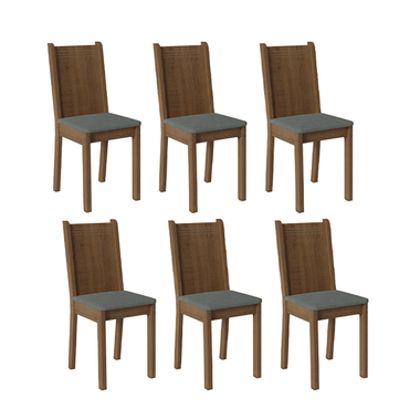 Juego de 6 Sillas Asiento Tapizado Marrón/Silver Madesa