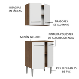 Kit Bajo Mesada con Armario Madesa Emilly 64cm Marrón/Blanco