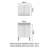 Kit Bajo Mesada con Armario Madesa Emilly 64cm Marrón/Blanco