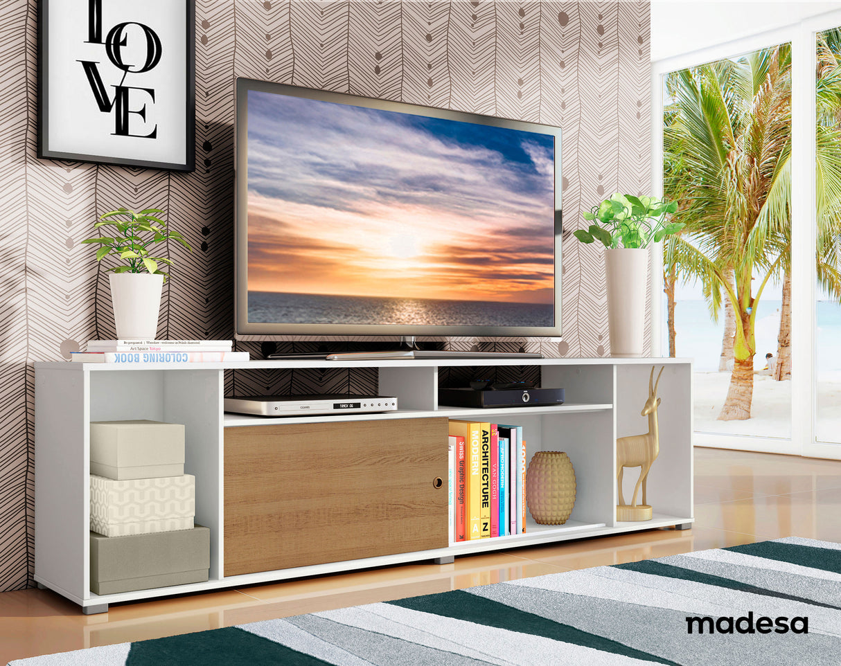 Rack para TV hasta 65 Pulgadas Madesa Cancun Blanco/Marrón