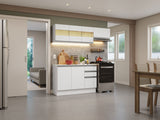 Cocina Compacta Smart 100% MDF 180 cm 7 Puertas 2 Cajones (Con Mesada) Blanco 02 Madesa