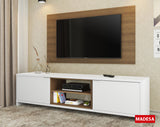 Rack Madesa Metz con Panel para TV hasta 55 Pulgadas Blanco/Marrón/Marrón