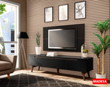 Rack Madesa Reims con Panel para TV hasta 55 Pulgadas 2 Puertas y 1 Cajón Negro