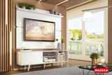 Rack Madesa Dubai con Panel para TV hasta 65 Pulgadas con Patas Blanco