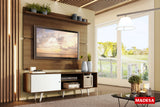 Rack Madesa Dubai con Panel para TV hasta 65 Pulgadas con Patas Marrón/Blanco