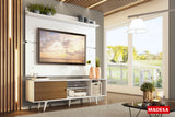 Rack Madesa Dubai con Panel para TV hasta 65 Pulgadas con Patas Blanco/Marrón