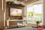 Rack Madesa Dubai con Panel para TV hasta 65 Pulgadas con Patas Blanco/Marrón