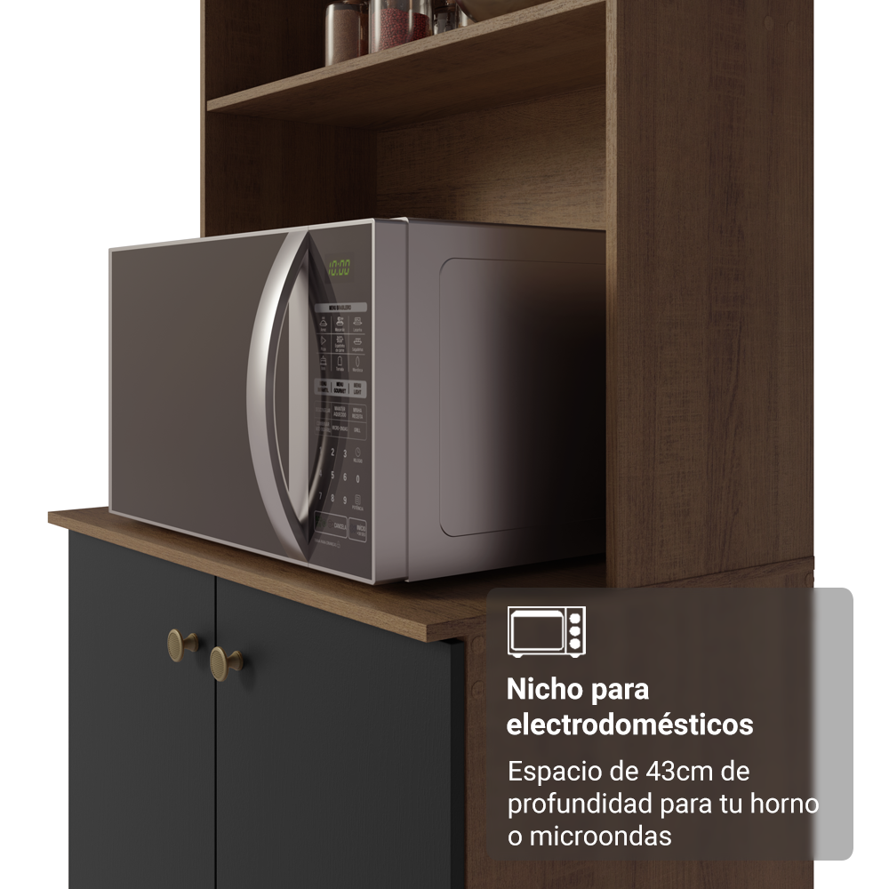 Cocina compacta 235cm Marrón/Negro Gourmet Madesa XC03