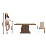 Juego de Comedor Madesa Patricia Mesa con Tablero de Vidrio y 6 Sillas Marrón/Crema/Imperial