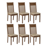 Juego de 6 Sillas 4280 Madesa Marrón/Crema/Sintético Beige