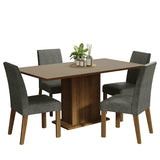 Juego de Comedor Keila con 4 Sillas Marron/Crema/Gris