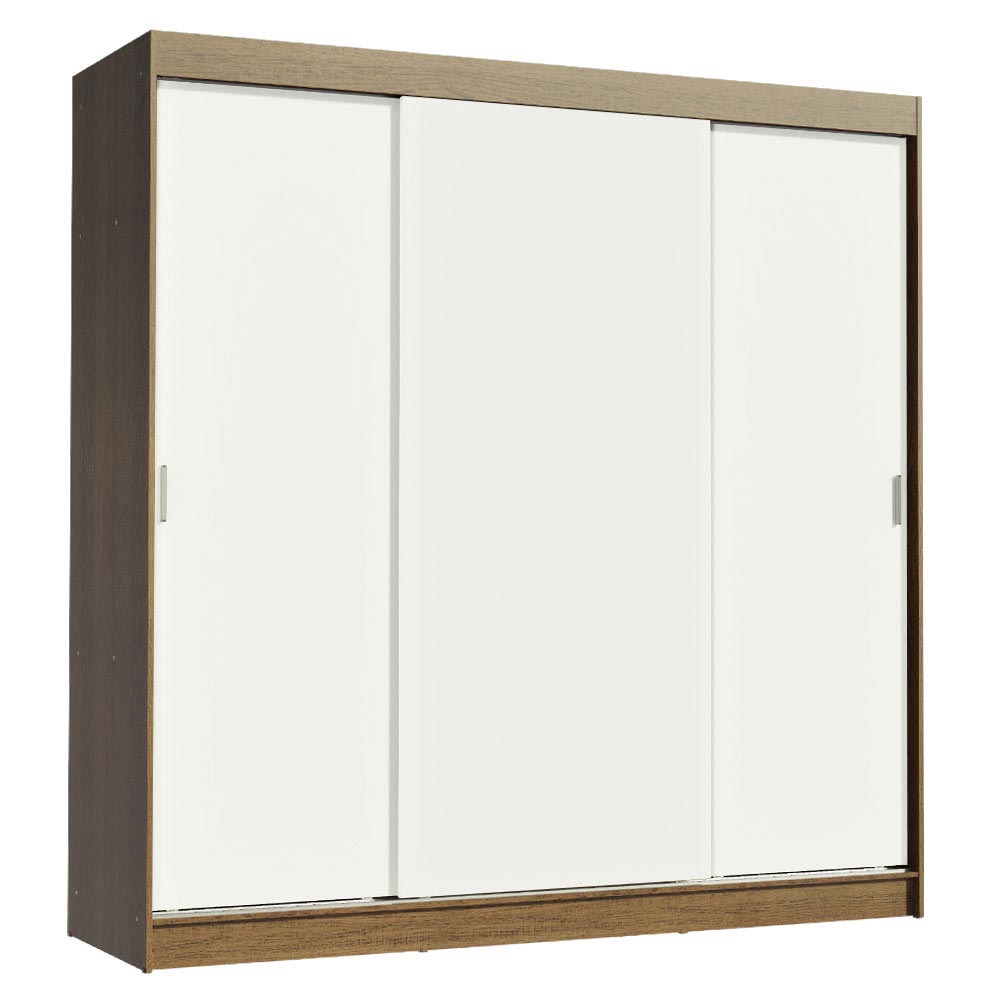 Ropero Doble Madesa Reno 3 Puertas Corredizas - Marrón/Blanco