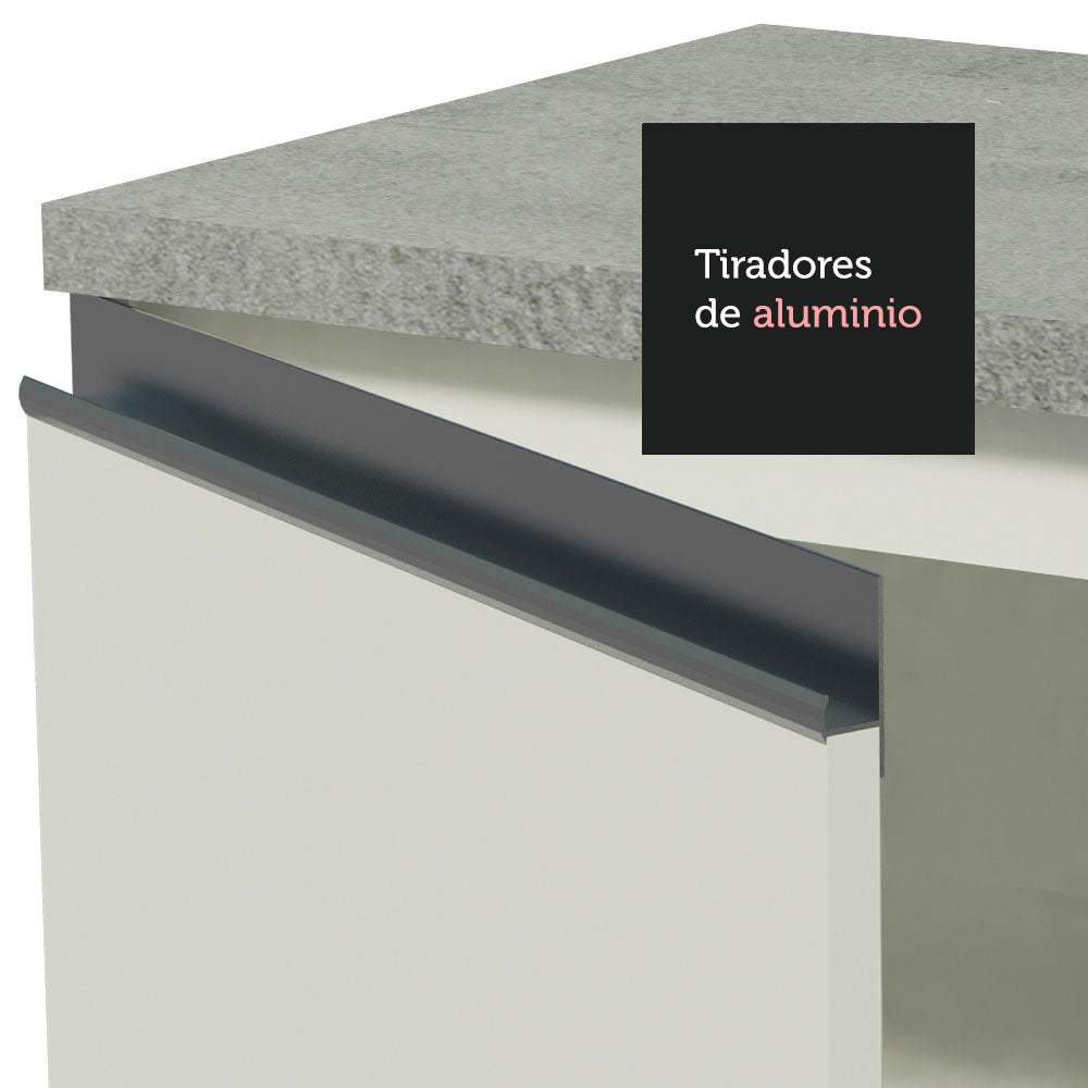 Combo Alacena + Bajo Mesada Madesa Glamy 200cm Blanco 09