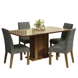 Juego de Comedor Avril con 4 Sillas Marron/Crema/Gris
