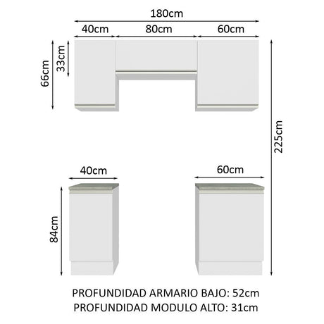 Cocina Compacta 180cm Blanco Glamy Madesa 12