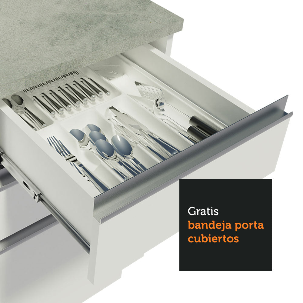 Combo Alacena + Bajo Mesada Madesa Glamy 200cm Blanco 09