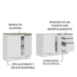 Combo Alacena + Bajo Mesada Madesa Glamy 200cm Blanco 10
