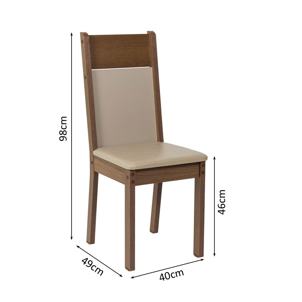 Juego de 6 Sillas 4280 Madesa Marrón/Crema/Sintético Beige