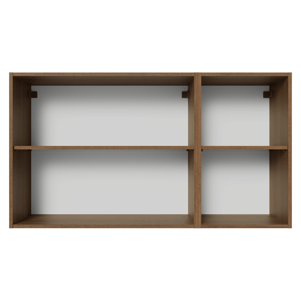 Kit 2 Alacenas 120 cm 3 Puertas con Vidrio Reflecta Bronce Marrón/Negro Vinilo Madesa